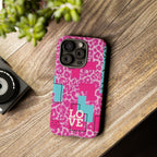 Retro Love Pink Leopard RG Tough Phone Case for iPhone, Galaxy, or Google Pixel
