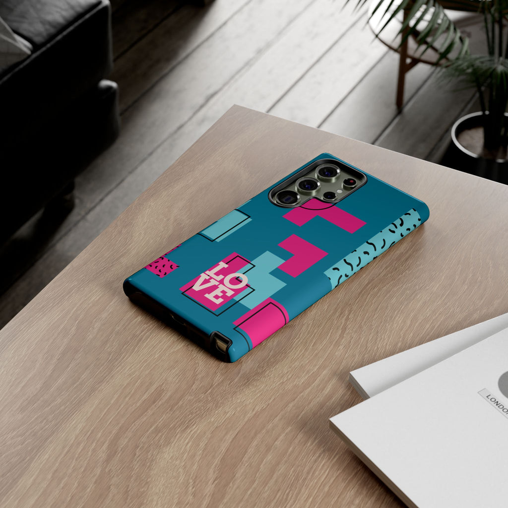LOVE Teal Green Tough Phone Case for iPhone, Galaxy, or Google Pixel