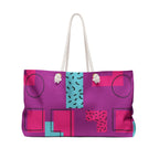 Retro Blocks Magenta Eco-Friendly Weekender Bag, Travel Tote, Beach Bag