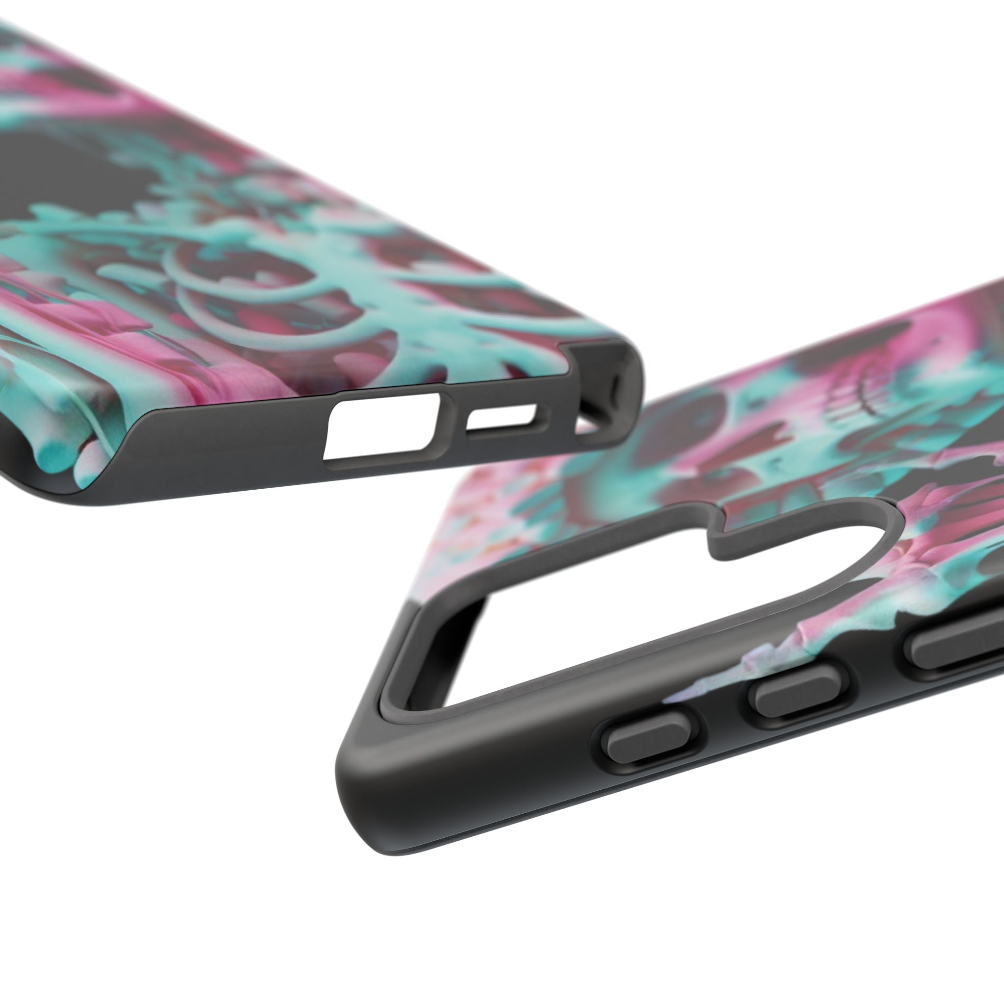 Neon Pink Skeleton (Black) Tough Phone Case for iPhone, Galaxy, or Google Pixel