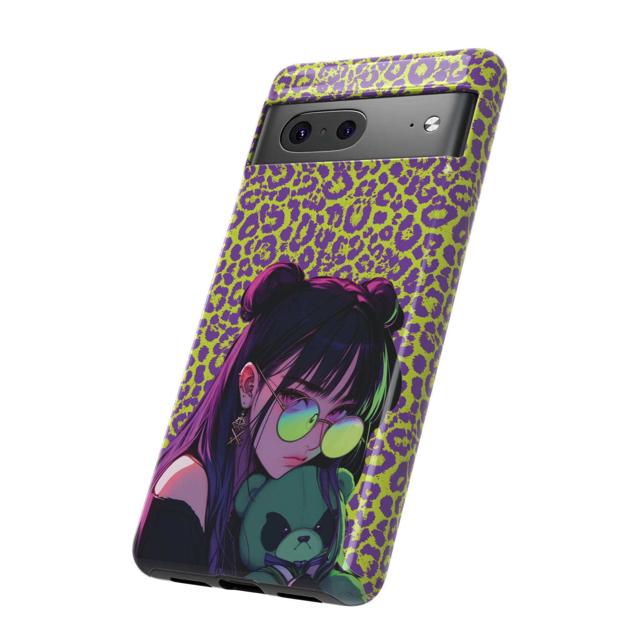 Purple Neon Lime Leopard Kz Tough Case for iPhone, Galaxy, or Google Pixel