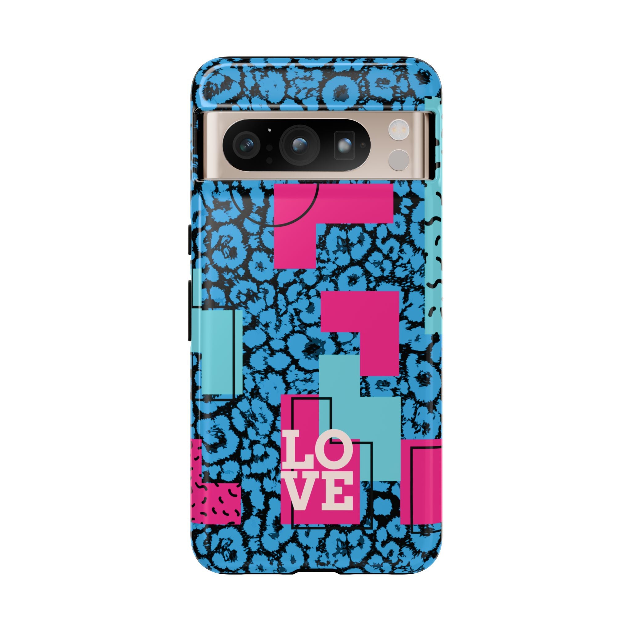 LOVE Blue Leopard 80s Vibe Tough Case for iPhone, Galaxy, or Google Pixel