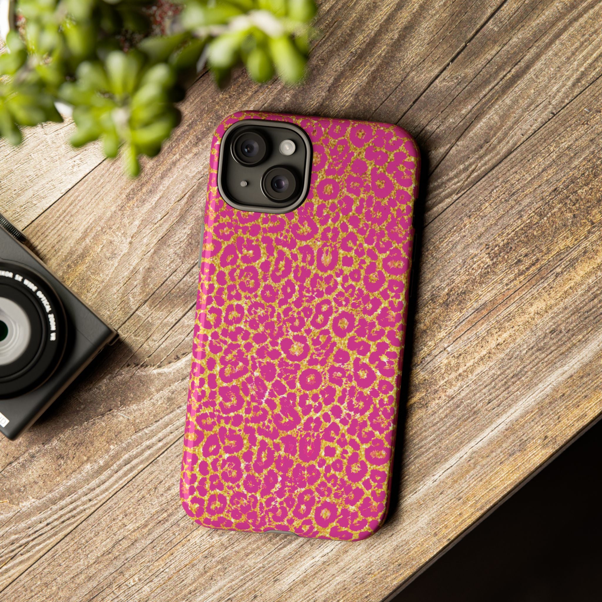 Pink Gold Leopard Tough Case for iPhone, Galaxy, or Google Pixel