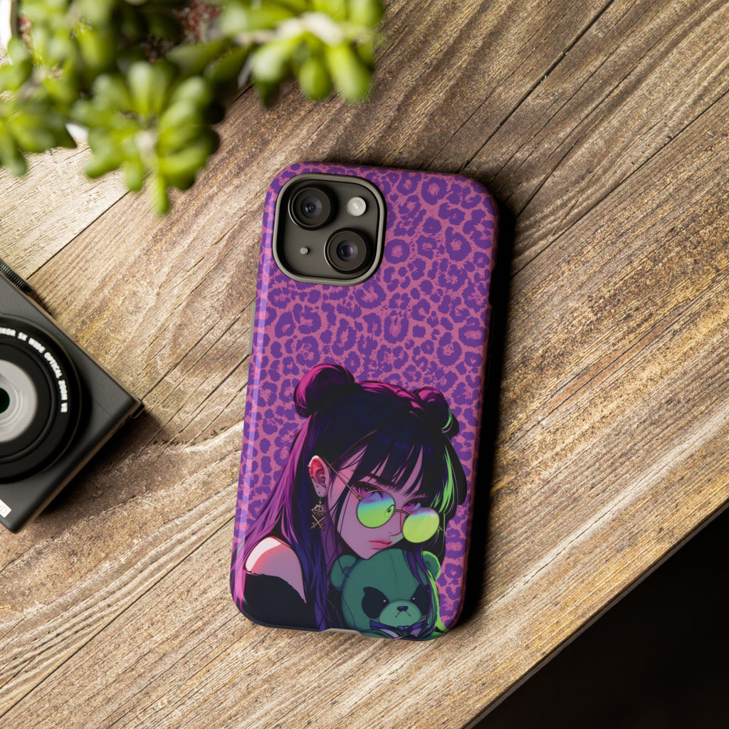 Purple Pink Leopard Kz iPhone, Galaxy and Google Tough Cases
