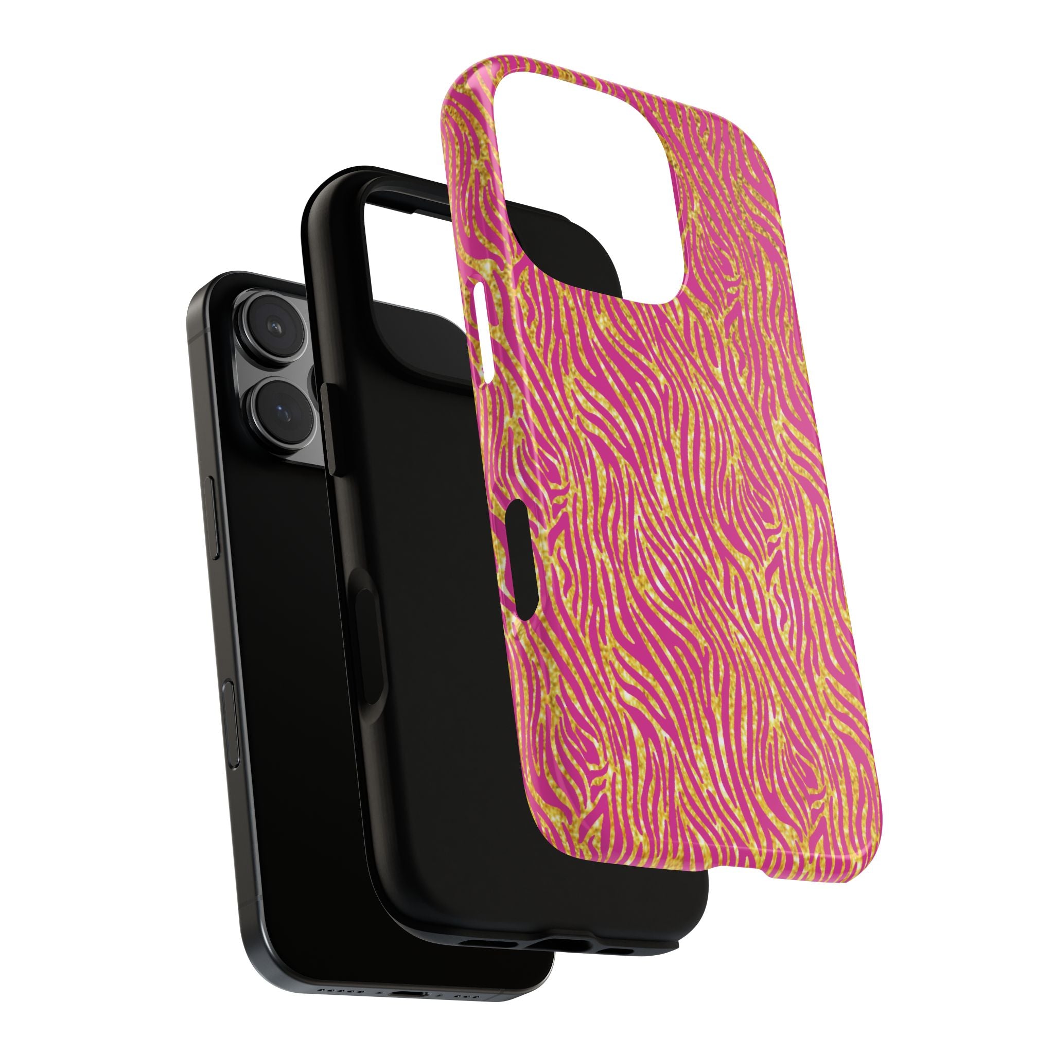 Pink Gold Zebra Print Tough Case for iPhone, Galaxy, or Google Pixel