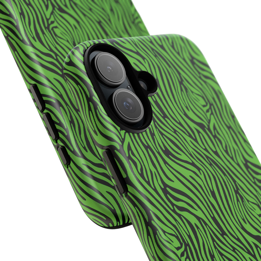 Neon Green Zebra Tough Phone Case iPhone, Galaxy, or Google Pixel