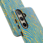 Blue Gold Zebra Tough Case for iPhone, Galaxy, or Google Pixel