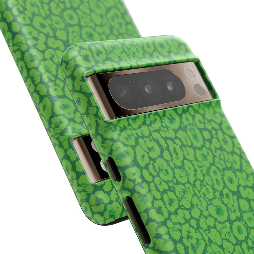 Neon Green Leopard Tough Phone Case for iPhone, Galaxy, or Google Pixel