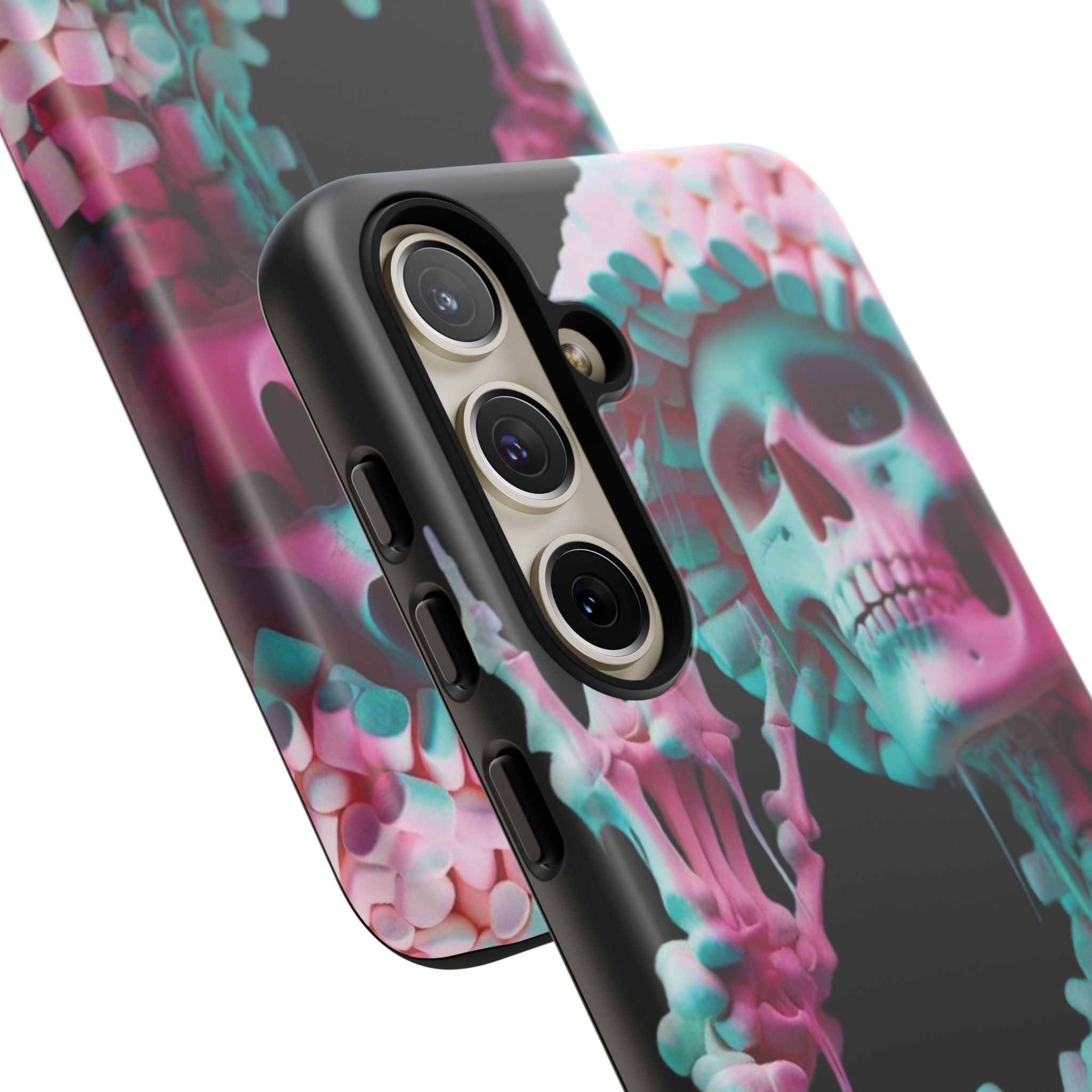 Neon Pink Skeleton (Black) Tough Phone Case for iPhone, Galaxy, or Google Pixel