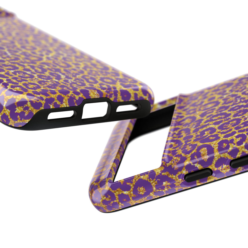 Purple Gold Leopard Tough Phone Case for iPhone, Galaxy, or Google Pixel