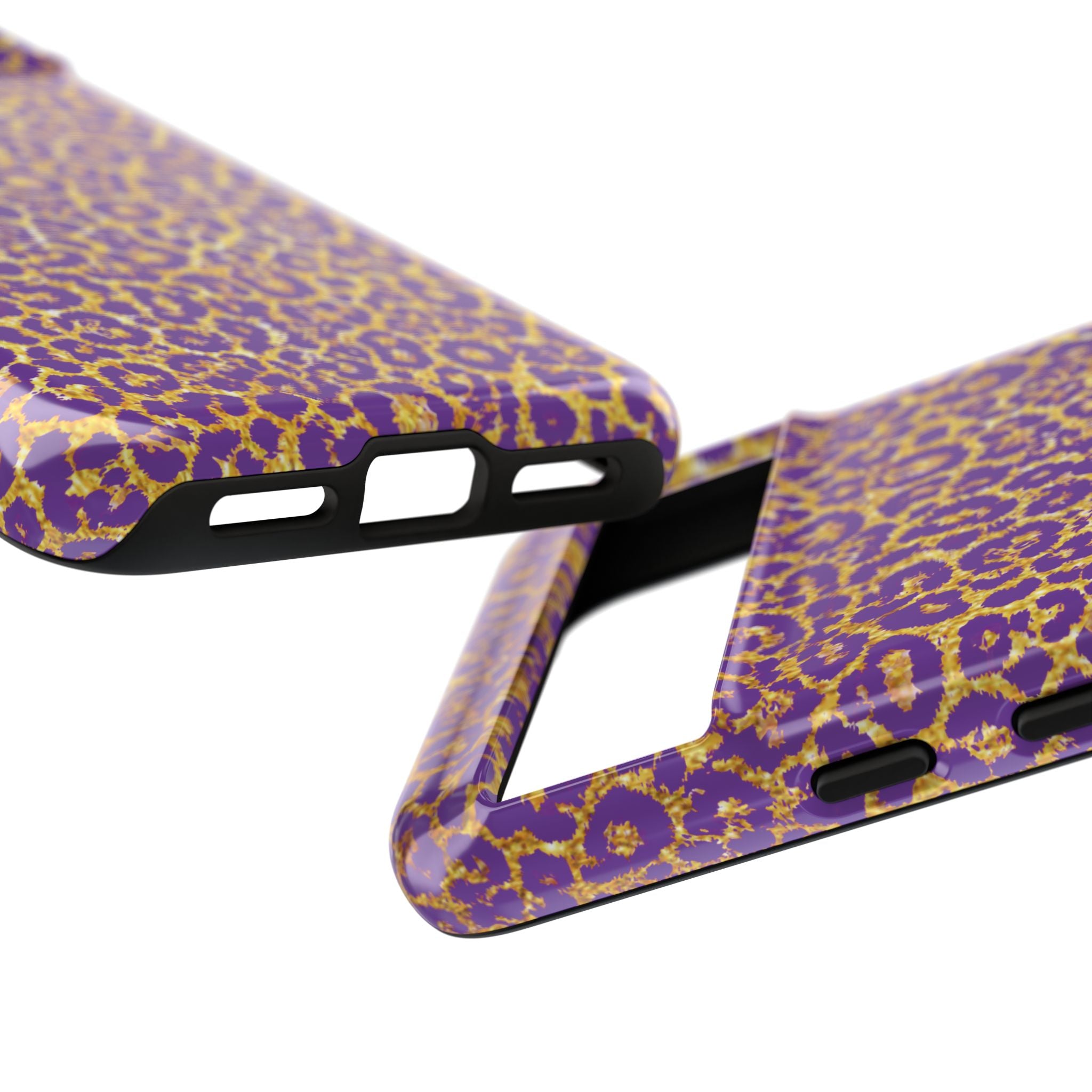 Purple Gold Leopard Tough Phone Case for iPhone, Galaxy, or Google Pixel