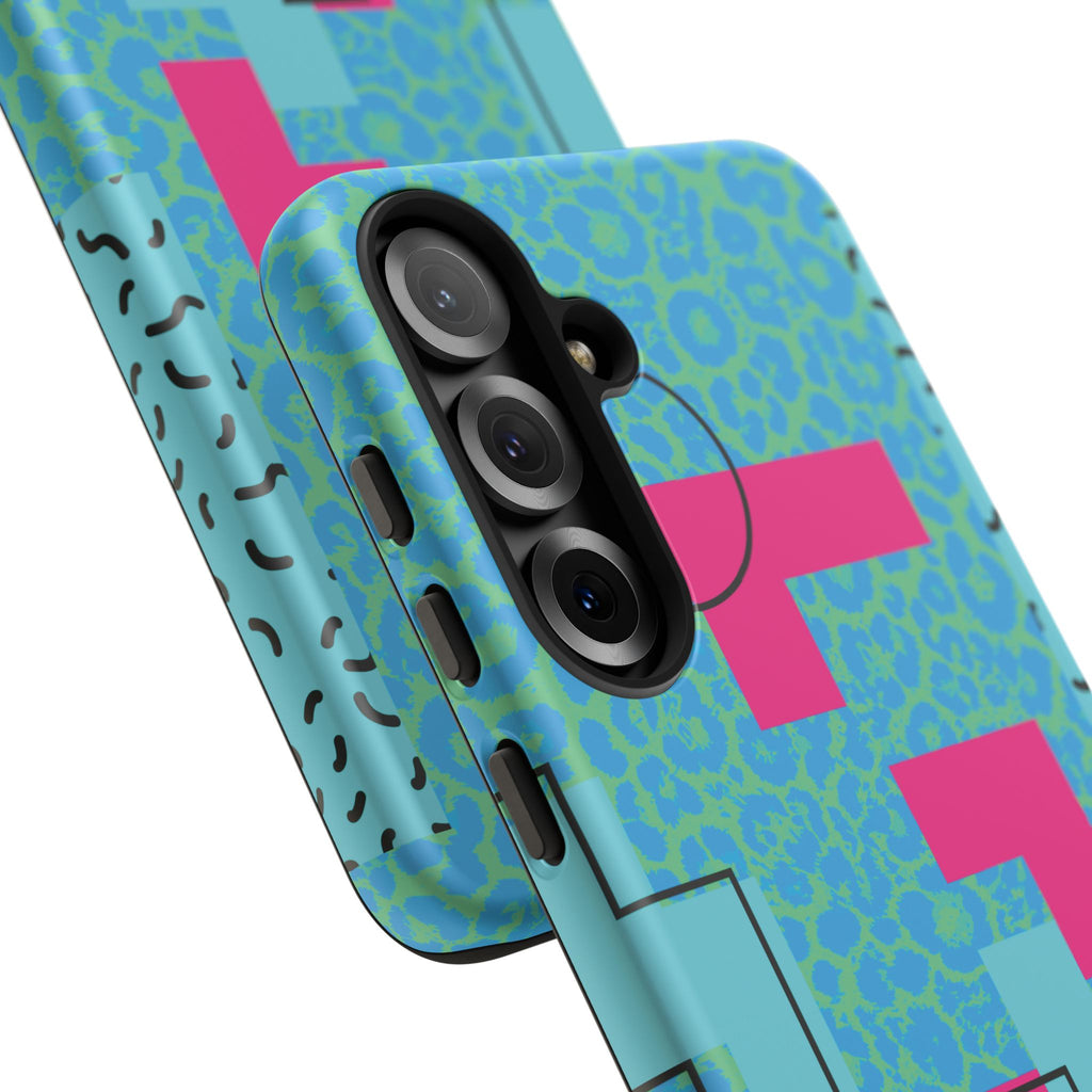 LOVE Aqua Blue Leopard RG Tough Phone Case iPhone, Galaxy, or Google Pixel