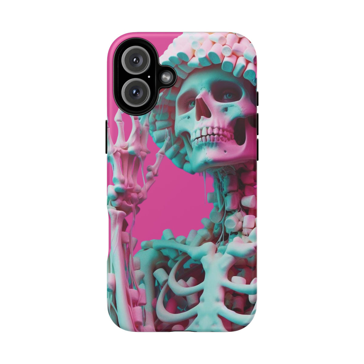 Neon Pink Skeleton Tough Phone Case for iPhone, Galaxy and Google Pixel