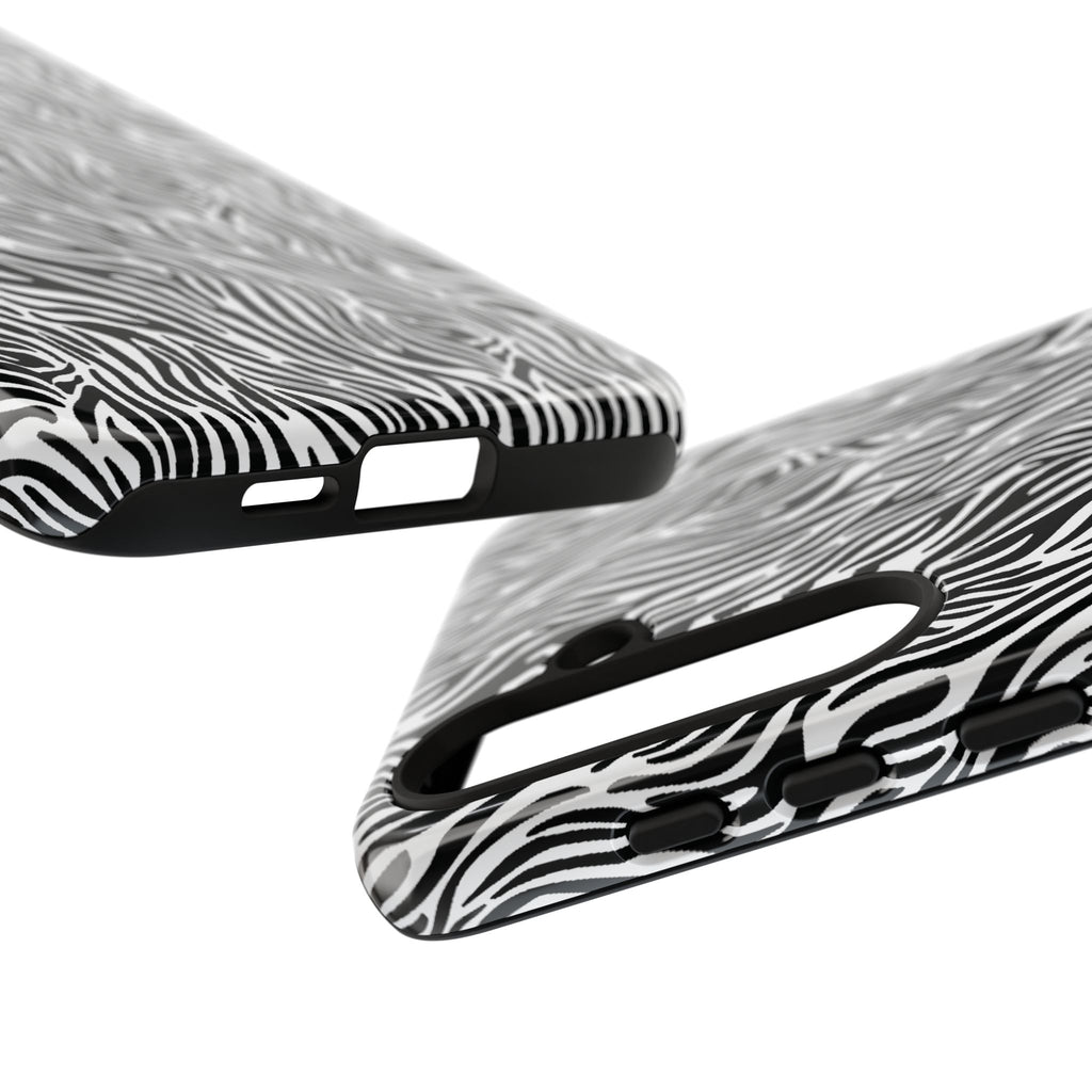 Black and White Zebra Print Tough Case iPhone, Galaxy and Google Pixel