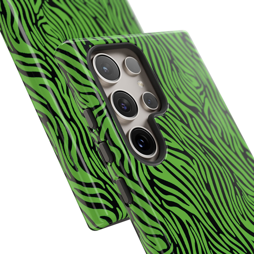 Neon Green Zebra Tough Phone Case iPhone, Galaxy, or Google Pixel