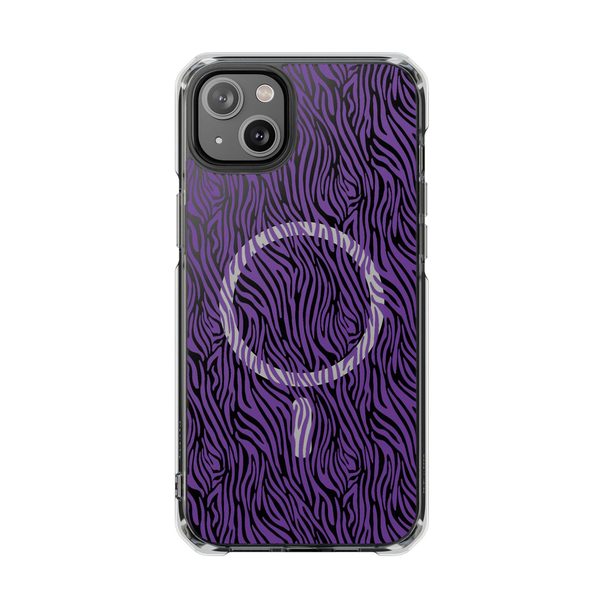 Purple Zebra Magnetic iPhone 14, 15, 16 Series Clear Impact Cases