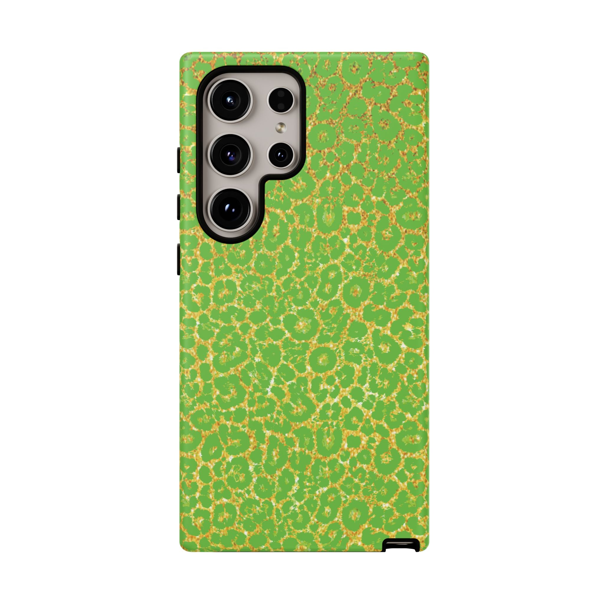 Neon Green Gold Leopard Tough Phone Case iPhone, Galaxy, or Google Pixel