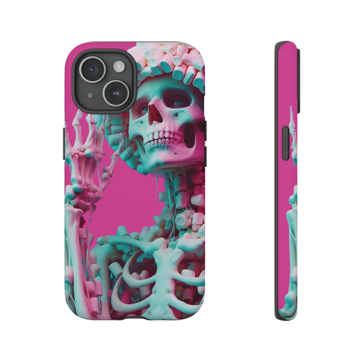 Neon Pink Skeleton Tough Phone Case for iPhone, Galaxy and Google Pixel