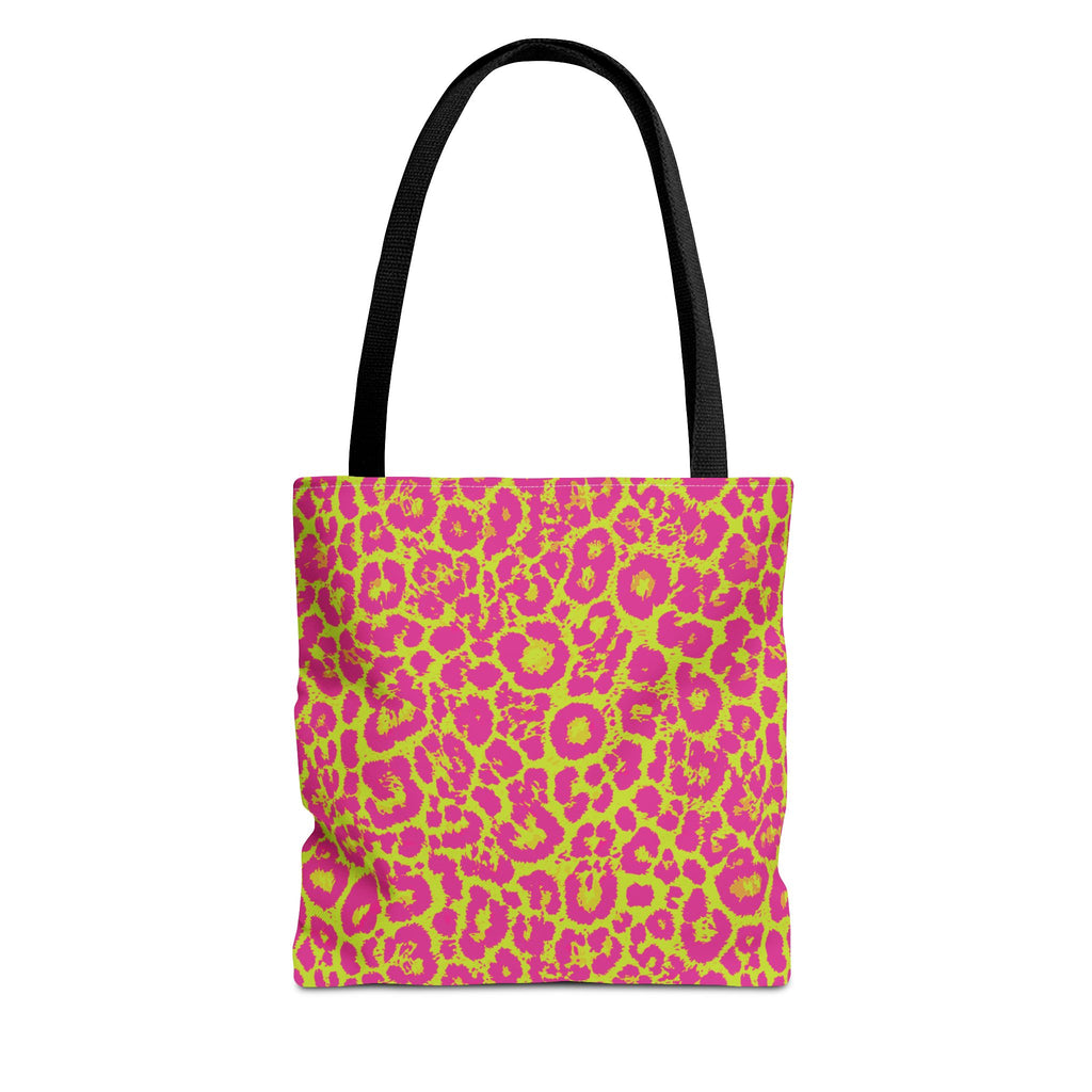 Neon Pink Lime Leopard Tote Bags