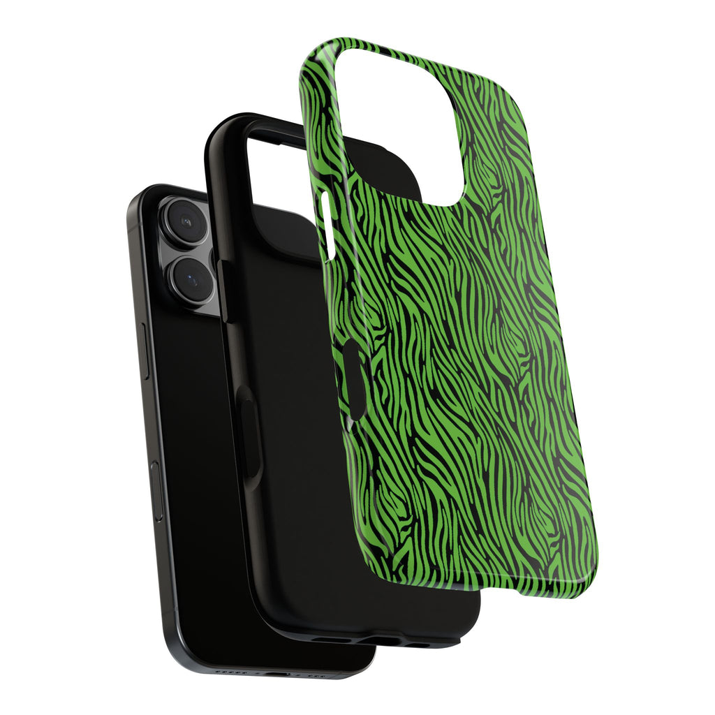 Neon Green Zebra Tough Phone Case iPhone, Galaxy, or Google Pixel