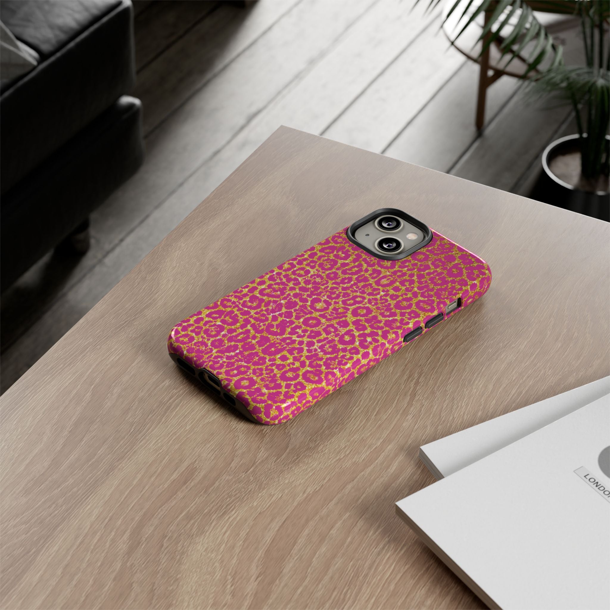 Pink Gold Leopard Tough Case for iPhone, Galaxy, or Google Pixel