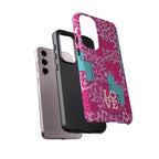 Retro Love Pink Leopard RG Tough Phone Case for iPhone, Galaxy, or Google Pixel