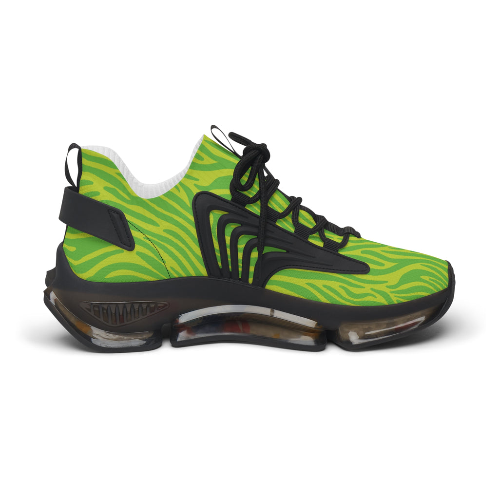 Neon Lime Zebra Women's Mesh Sneakers