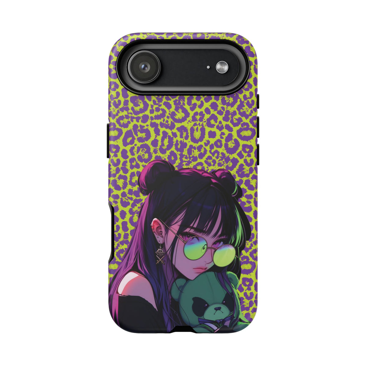 Purple Neon Lime Leopard Kz Tough Case for iPhone, Galaxy, or Google Pixel