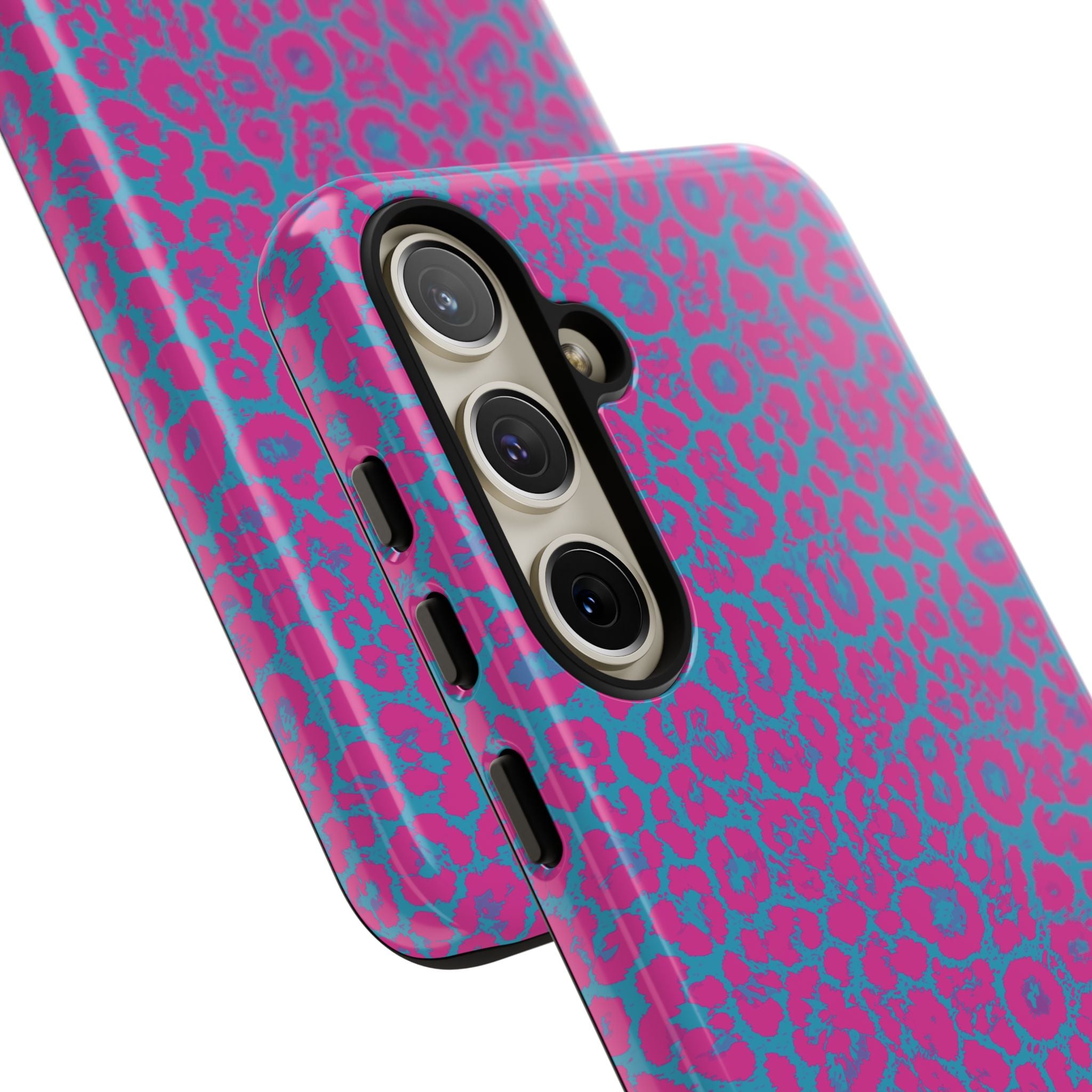 Pink Blue Leopard Tough Phone Case iPhone, Galaxy, or Google Pixel