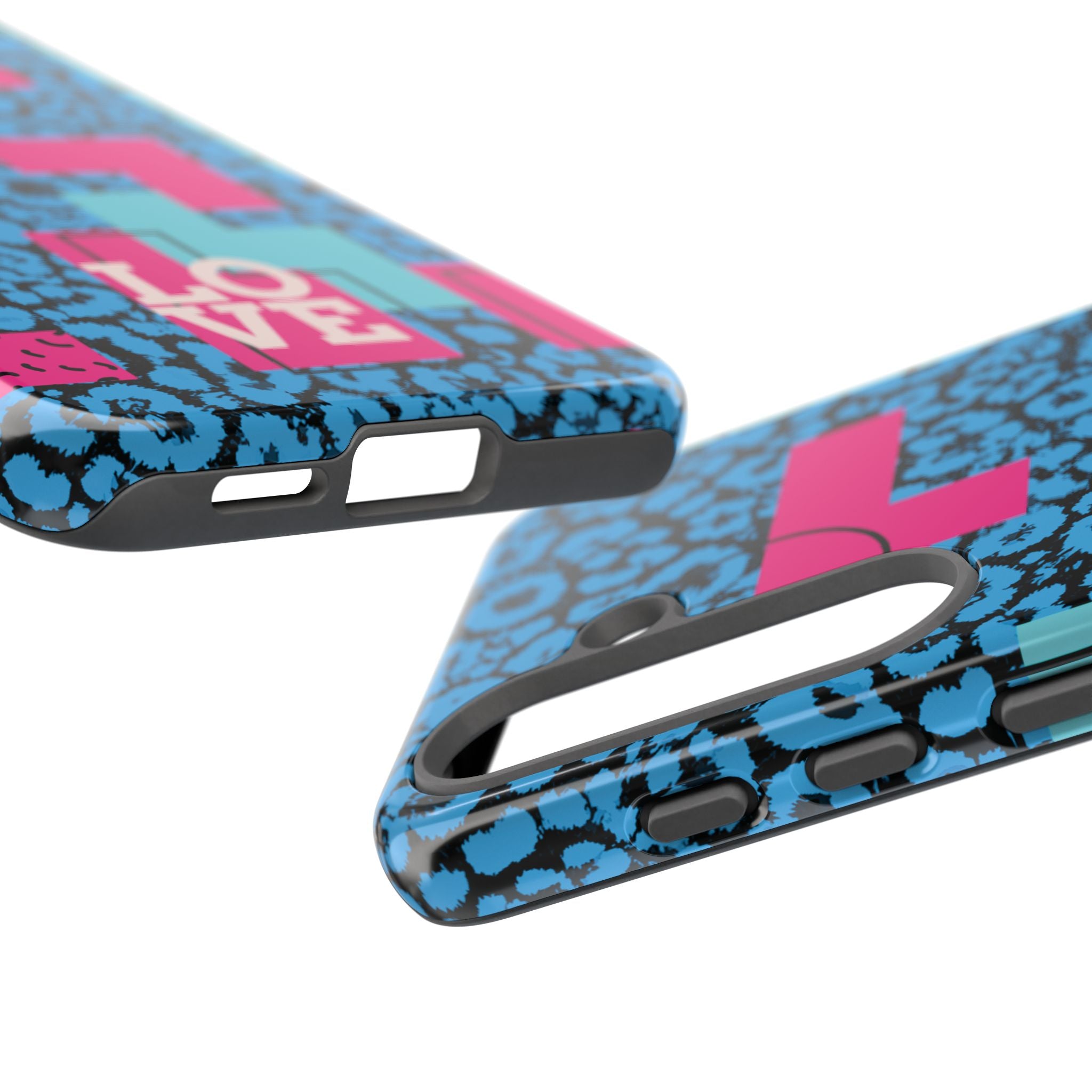 LOVE Blue Leopard 80s Vibe Tough Case for iPhone, Galaxy, or Google Pixel