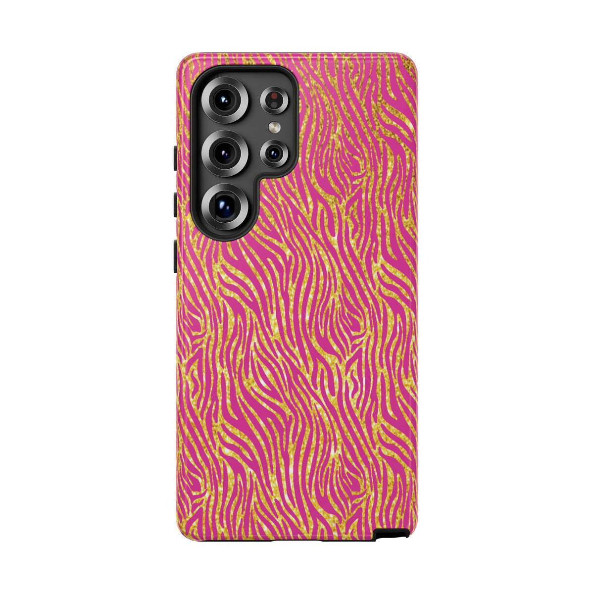 Pink Gold Zebra Print Tough Case for iPhone, Galaxy, or Google Pixel