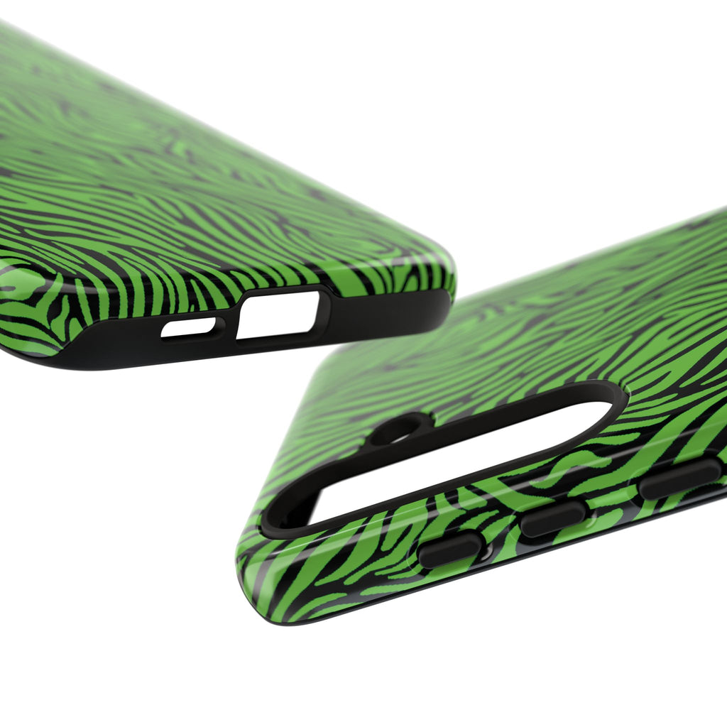 Neon Green Zebra Tough Phone Case iPhone, Galaxy, or Google Pixel