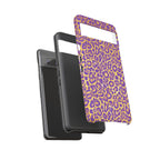 Purple Gold Leopard Tough Phone Case for iPhone, Galaxy, or Google Pixel