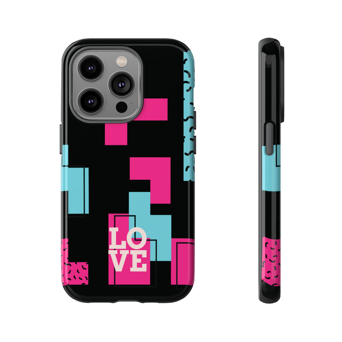 Retro Blocks LOVE Tough Case for iPhone, Galaxy or Google Pixel