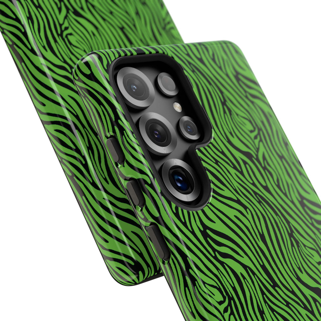 Neon Green Zebra Tough Phone Case iPhone, Galaxy, or Google Pixel