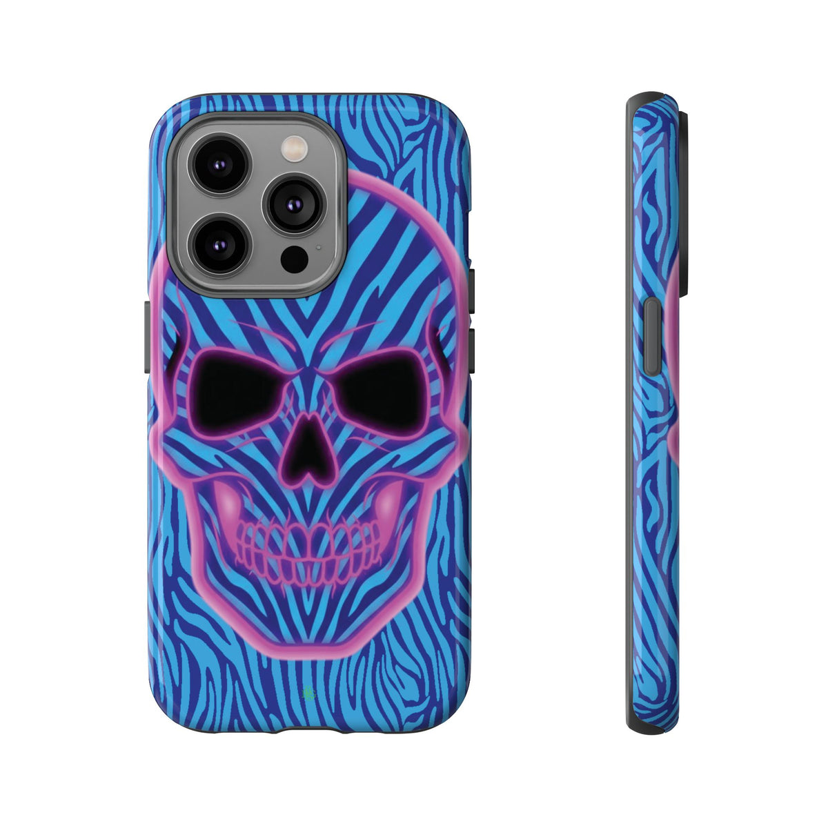 Neon Zebra Skull Tough Phone Case for iPhone, Galaxy, or Google Pixel