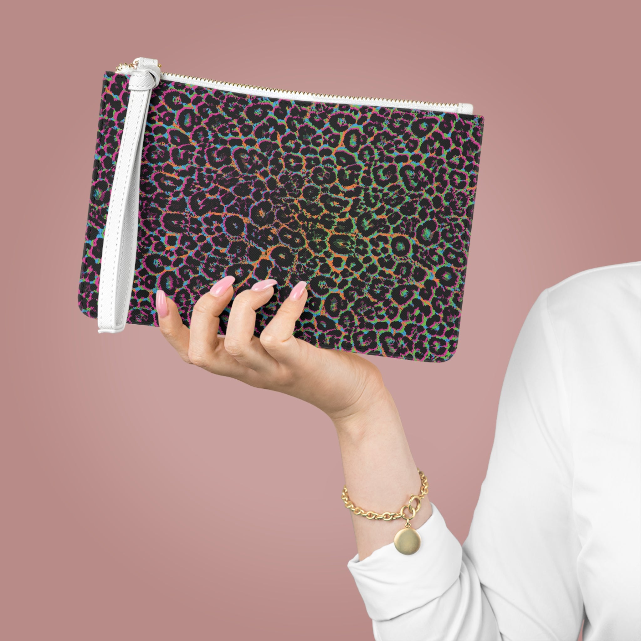 Colorful Leopard Print Clutch Bag