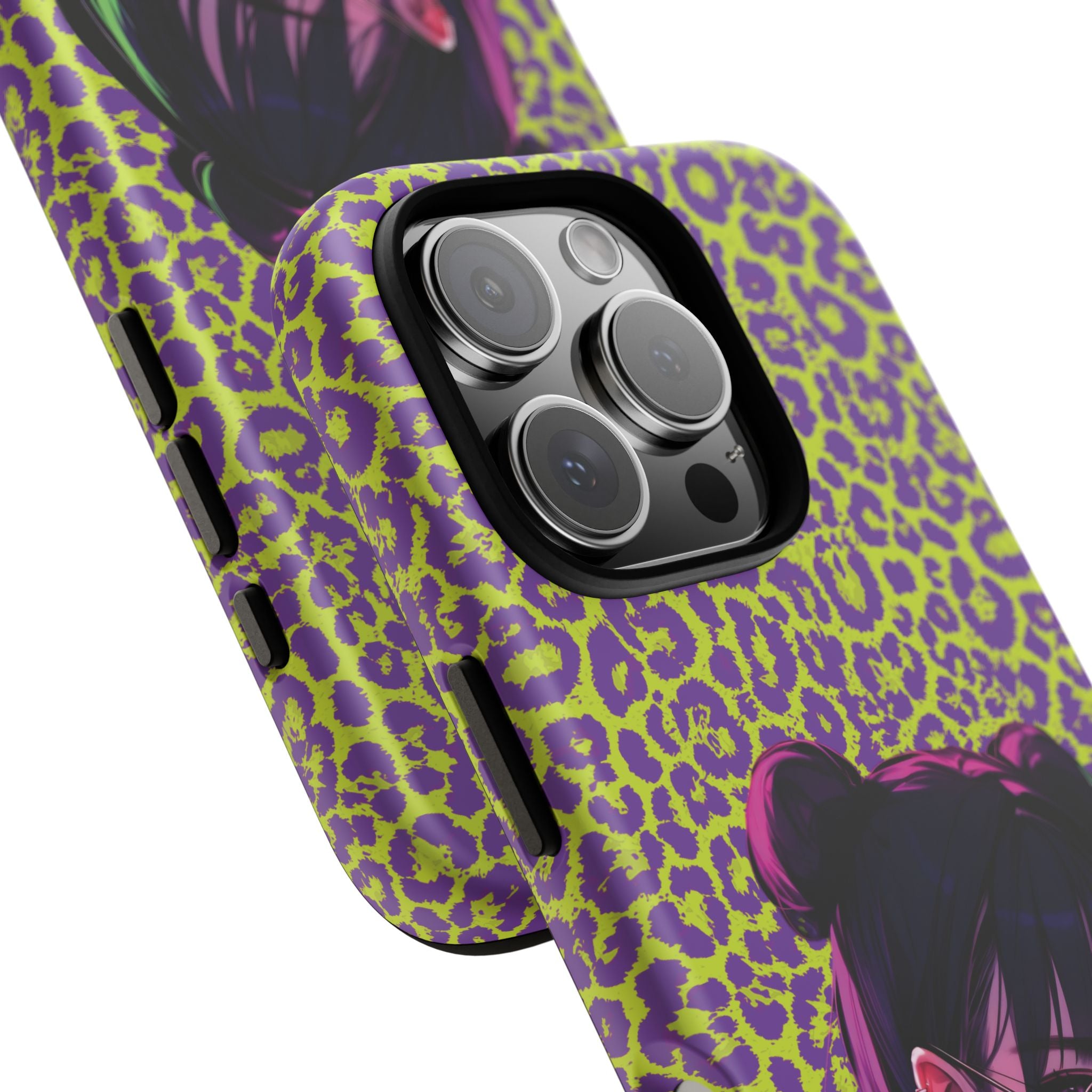 Purple Neon Lime Leopard Kz Tough Case for iPhone, Galaxy, or Google Pixel