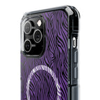 Purple Zebra Magnetic iPhone 14, 15, 16 Series Clear Impact Cases