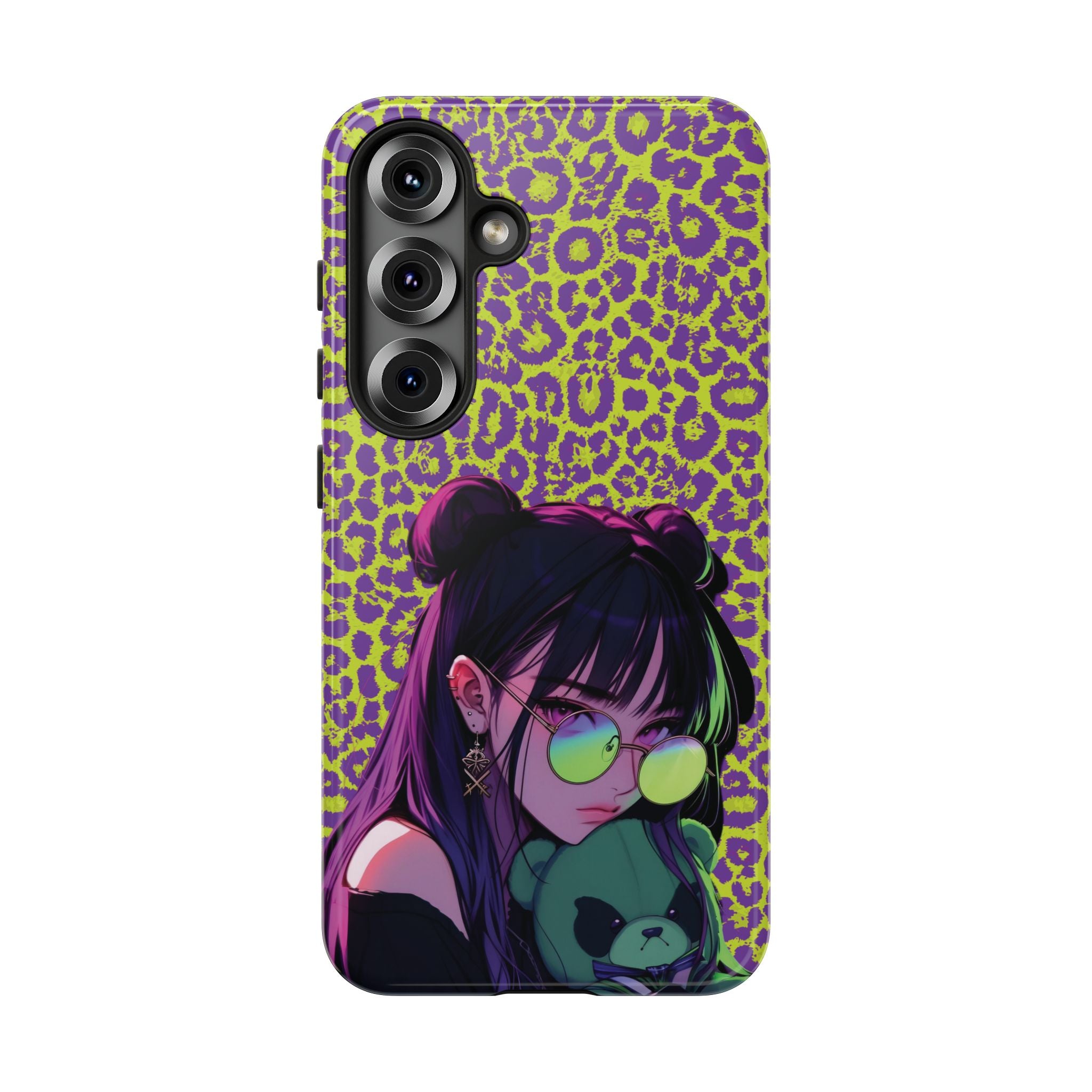 Purple Neon Lime Leopard Kz Tough Case for iPhone, Galaxy, or Google Pixel