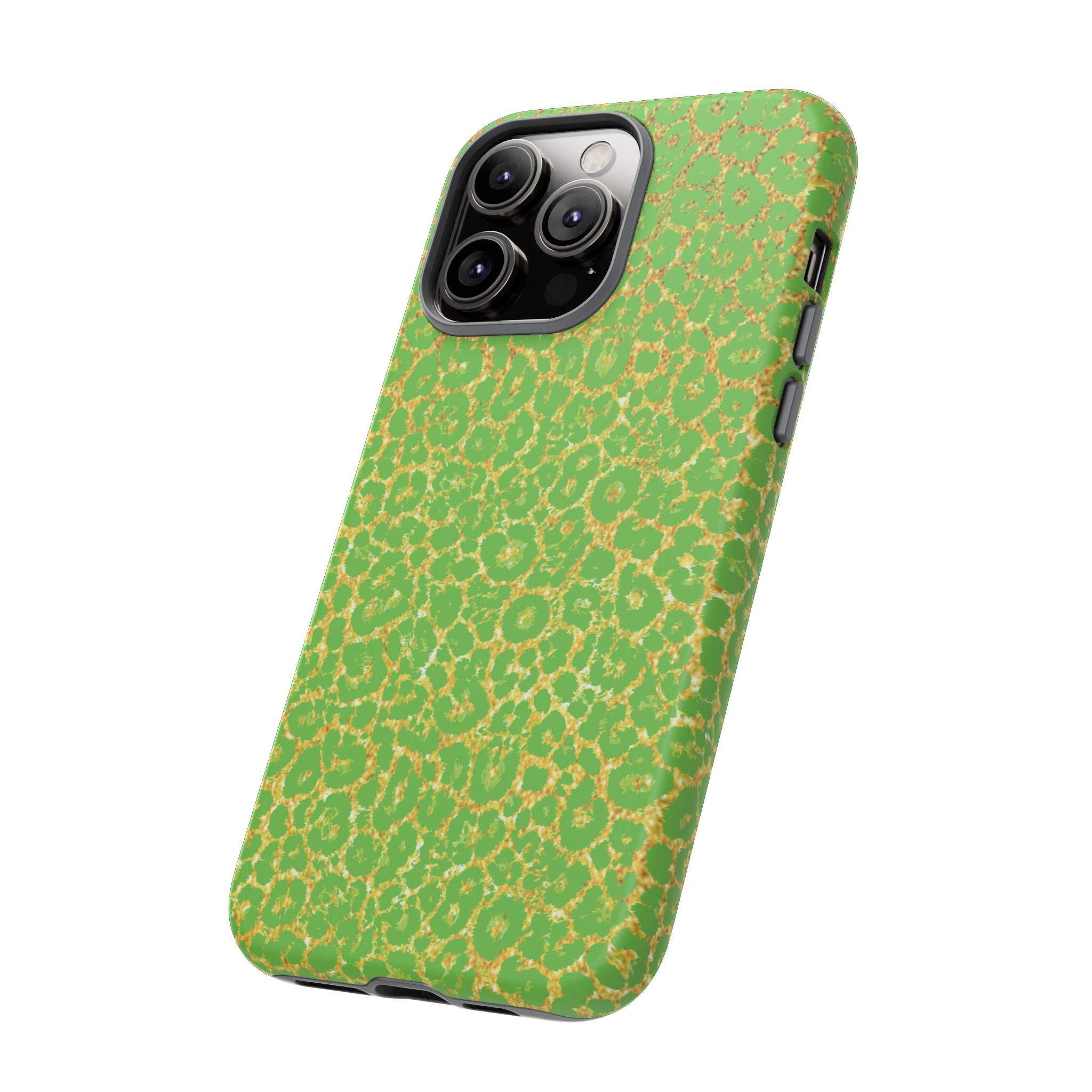 Neon Green Gold Leopard Tough Phone Case iPhone, Galaxy, or Google Pixel