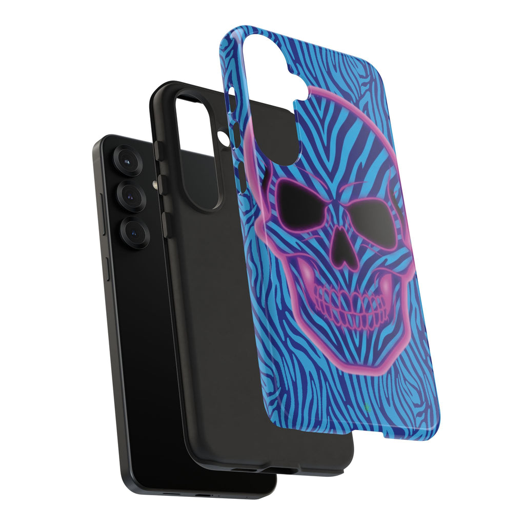 Neon Zebra Skull Tough Phone Case for iPhone, Galaxy, or Google Pixel