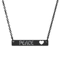 PEACE Cutout Heart Bar Necklace (Engraving)