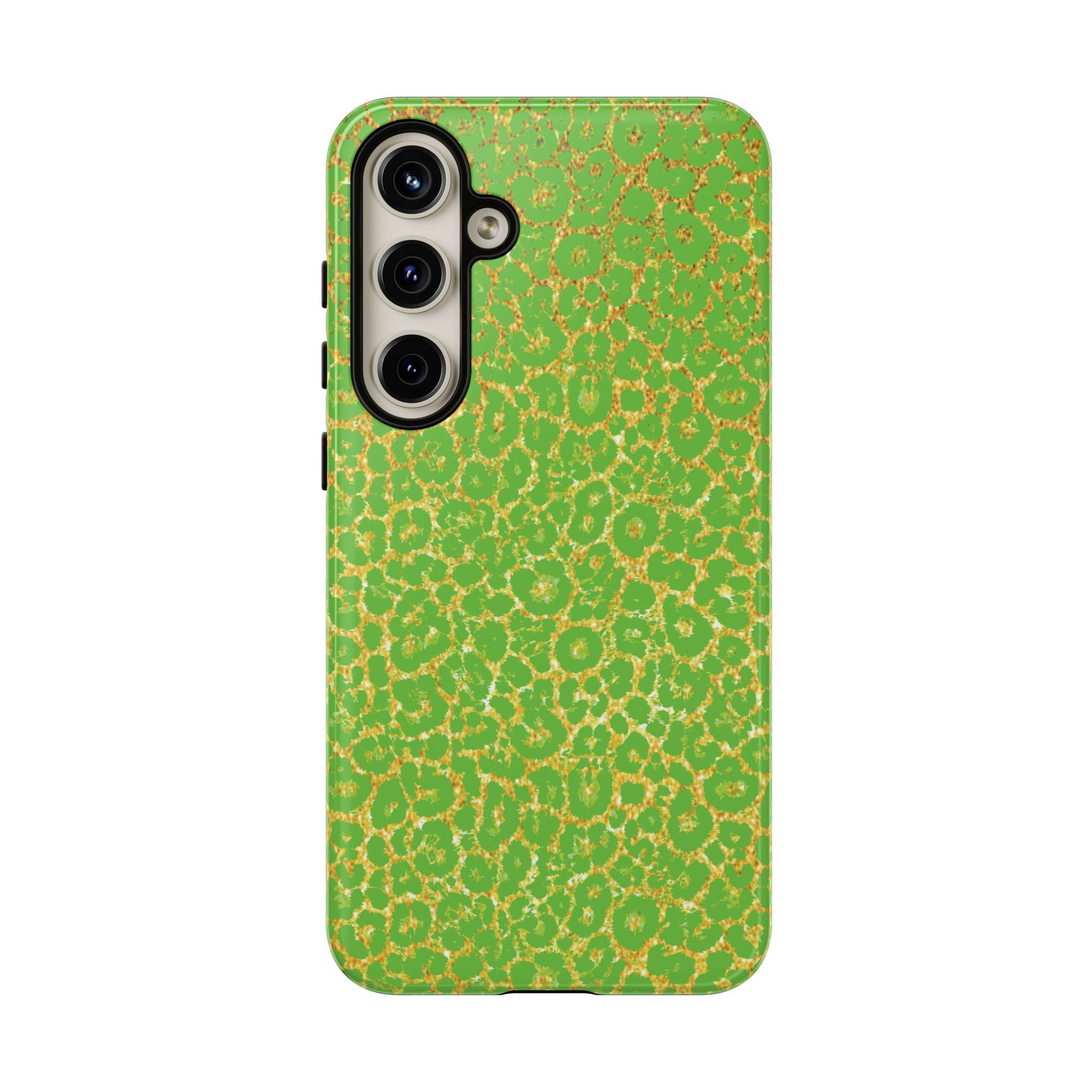 Neon Green Gold Leopard Tough Phone Case iPhone, Galaxy, or Google Pixel