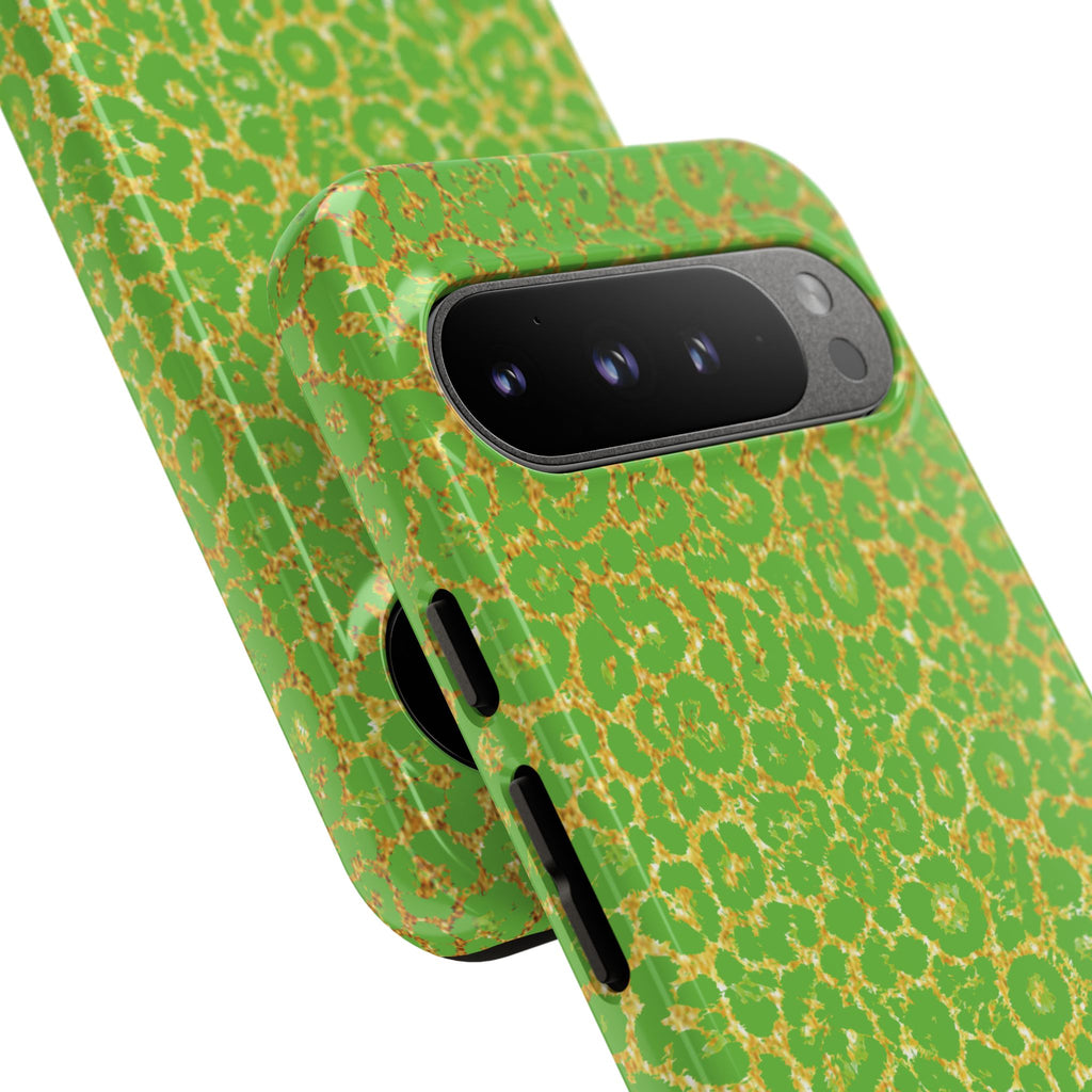 Neon Green Gold Leopard Tough Phone Case iPhone, Galaxy, or Google Pixel