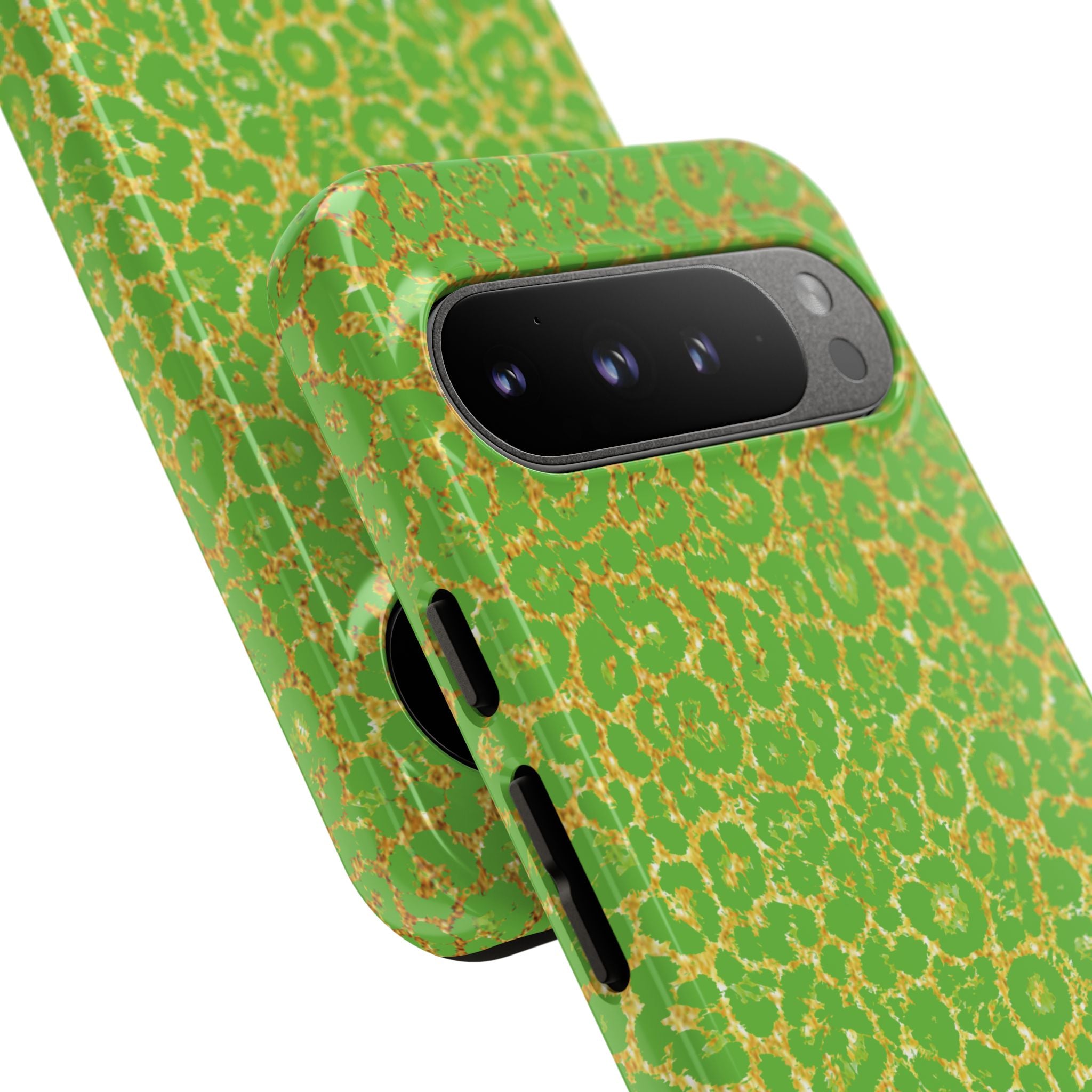 Neon Green Gold Leopard Tough Phone Case iPhone, Galaxy, or Google Pixel
