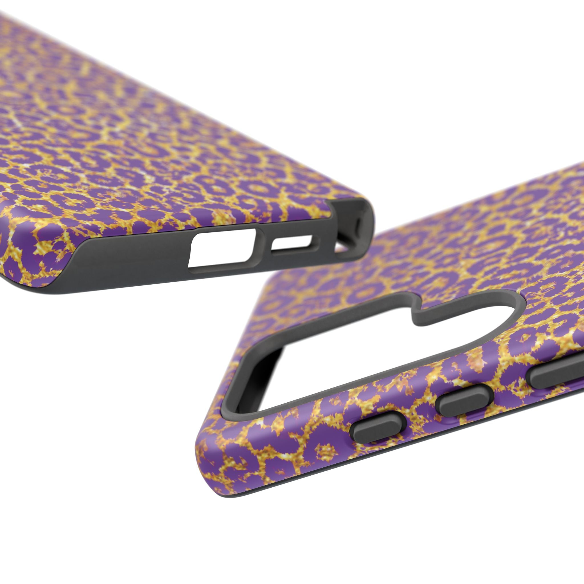 Purple Gold Leopard Tough Phone Case for iPhone, Galaxy, or Google Pixel