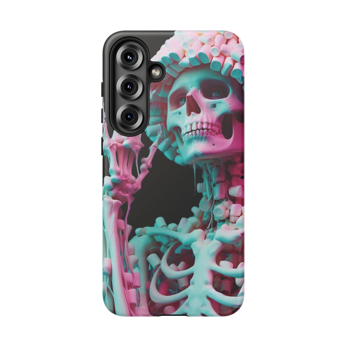 Neon Pink Skeleton (Black) Tough Phone Case for iPhone, Galaxy, or Google Pixel