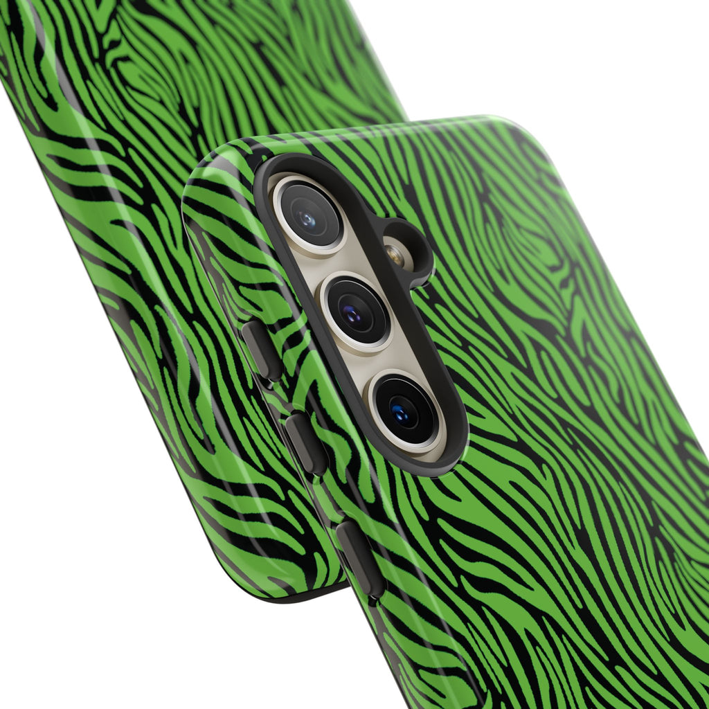 Neon Green Zebra Tough Phone Case iPhone, Galaxy, or Google Pixel