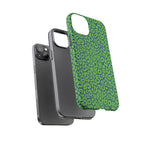 Blue Neon Green  Leopard Tough Phone Case for iPhone, Galaxy, or Google Pixel